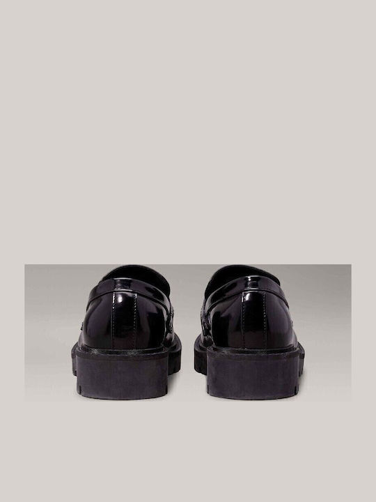 Leather Women's Loafers in Black Color