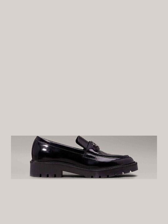 Leather Women's Loafers in Black Color