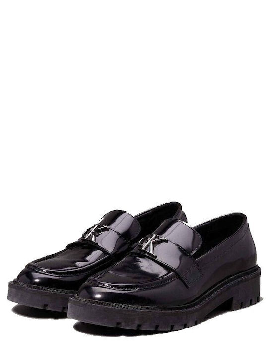 Leather Women's Loafers in Black Color