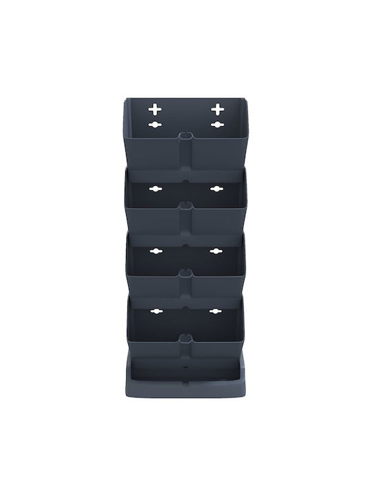 vidaXL Set 4 Pots Plastic Charcoal
