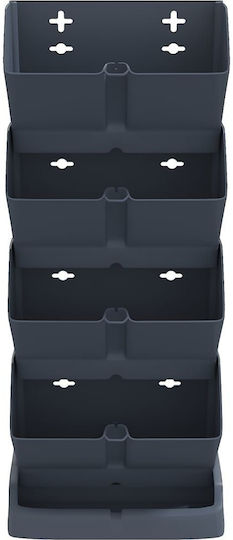 vidaXL Set 4 Pots Plastic Charcoal