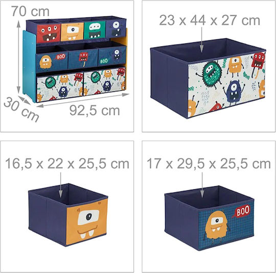 Система за съхранение на играчки от пластмаса Monster Многоцветен 92x30x60см 1бр