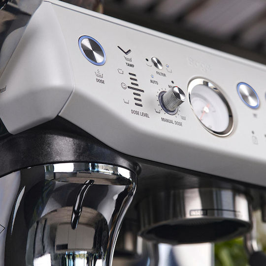 Sage Express Αυτόματη Μηχανή Espresso 1850W Πίεσης 15bar με Μύλο Άλεσης Ασημί