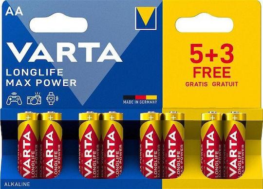 Varta Longlife Max Power Alkaline Batteries AAA 2V 8pcs