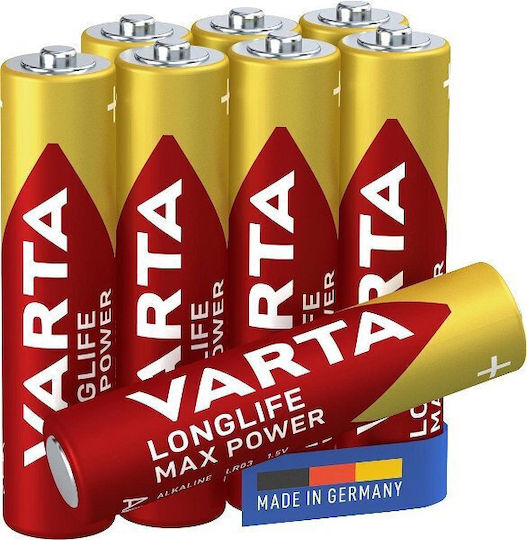 Varta Longlife Max Power Alkaline Batteries AAA 2V 8pcs