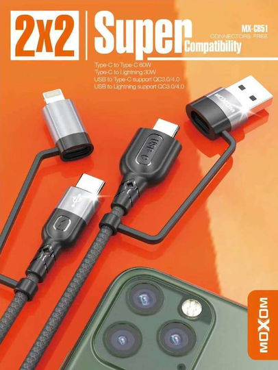 Moxom Regular Cablu USB la Type-C / Lightning cu mai multe porturi 1m (MX-CB51)