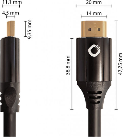 Oehlbach Magic Mkii HDMI 2.1 Ultra High Speed 48Gbps 4K 120Hz HDR VRR Kabel HDMI-Stecker - HDMI-Stecker 0,75m Schwarz