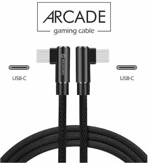 Swissten Textile USB 2.0 Cable USB-C male - USB-C Μαύρο 1.2m