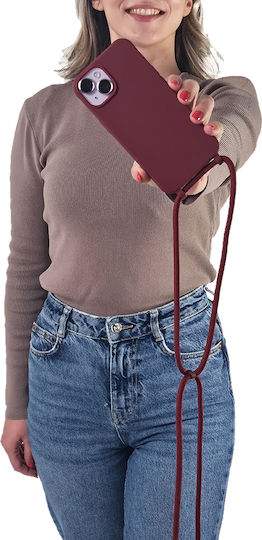Sonique Back Cover Silicone 0.5mm with Strap Burgundy (Redmi Note 13 Pro 4G / Poco M6 Pro 4G)