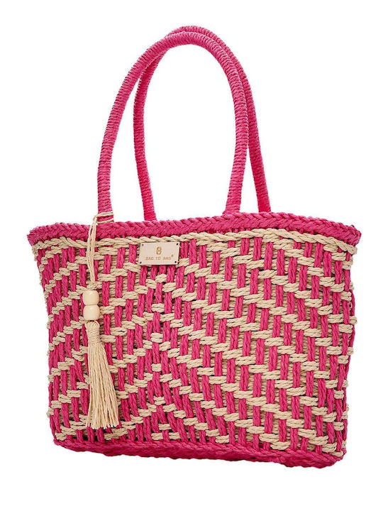 Bag to Bag Ψάθινη Women's Bag Shoulder Fuchsia