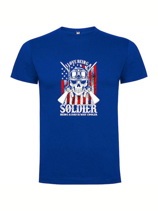 iLovePrints Dad Outshines Soldier T-shirt Blue