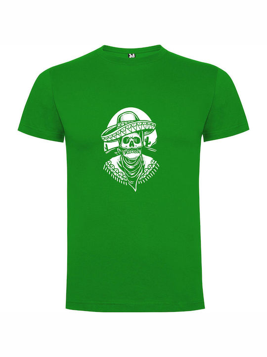 iLovePrints Skull Sombrero Cowboy T-shirt Green