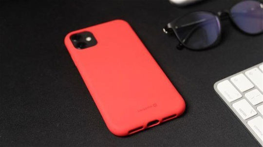 Swissten Back Cover Din Silicon Roșu iPhone 15 Pro