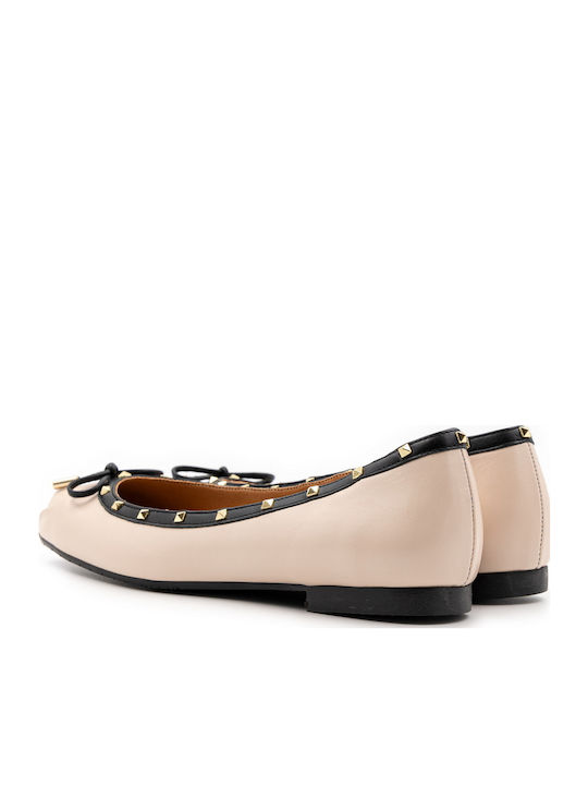 Leder Damen Ballerinas Beige