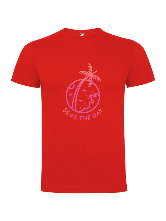 iLovePrints Seaside Bliss Logo T-shirt Red