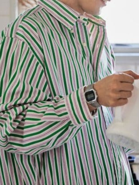 Casio Ψηφιακό Ανδρικό Ρολόι Χρονογράφος Μπαταρίας με Ασημί Μεταλλικό Μπρασελέ