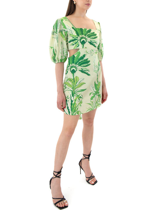 Summer Mini Evening Dress Open Back Green