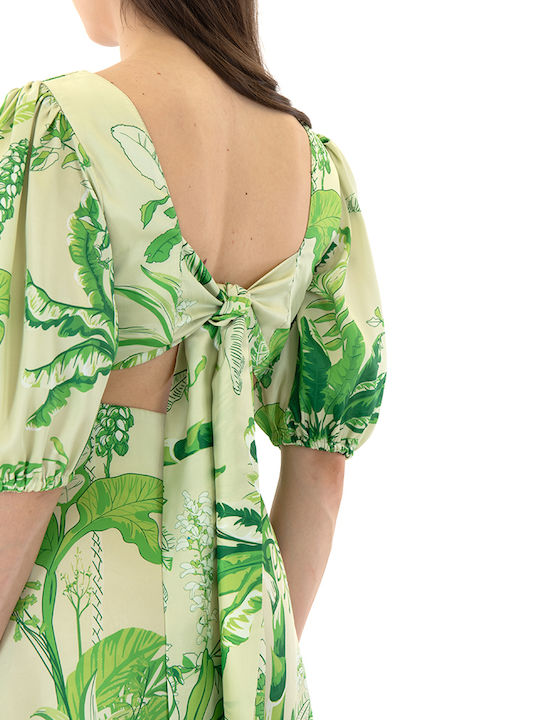Summer Mini Evening Dress Open Back Green