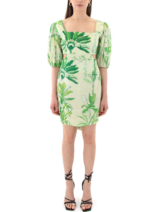 Summer Mini Evening Dress Open Back Green