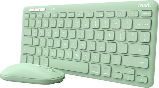 Trust Lyra Kabellos Bluetooth Tastatur & Maus Set Englisch US Grün