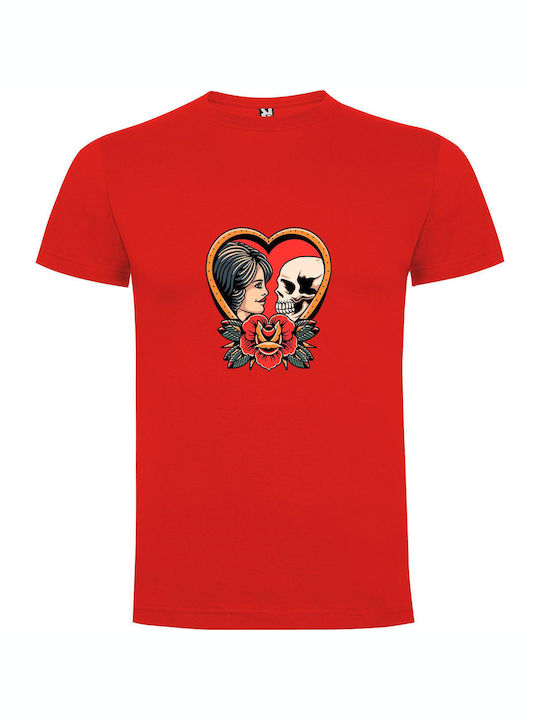 iLovePrints Love & Skeletons T-shirt Red