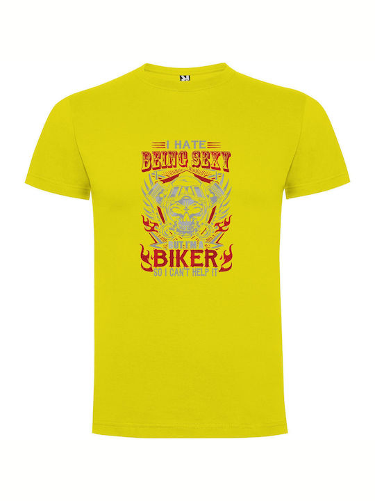 iLovePrints Sweaty Biker Vibes T-shirt Κίτρινο