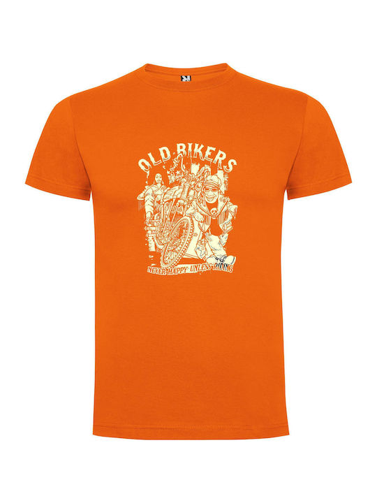 iLovePrints Vintage Biker T-shirt Orange