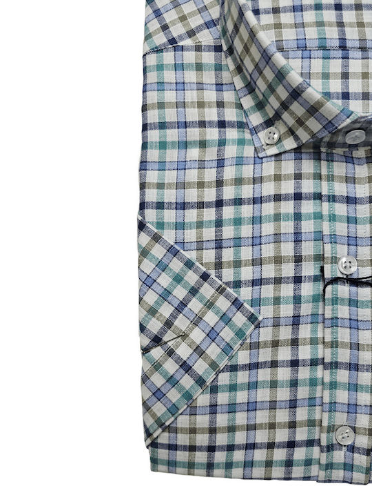 Poli Gianni Men's Shirt Short Sleeve Checked Green