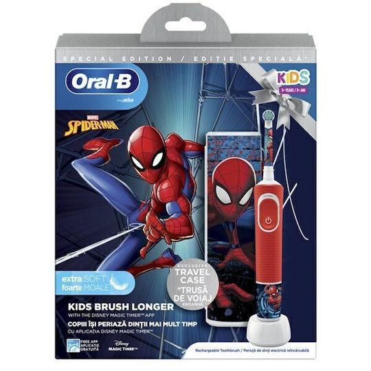 Oral-B Vitality Pro Kids Electric Toothbrush with Timer for 3+ Years Spiderman with Travel Case