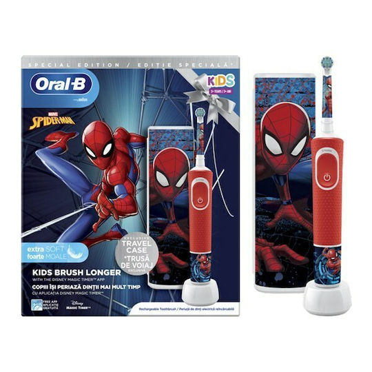 Oral-B Vitality Pro Kids Electric Toothbrush with Timer for 3+ Years Spiderman with Travel Case