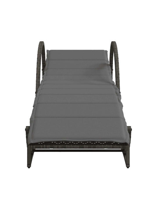 Ξαπλώστρα Rattan με Μαξιλάρι Γκρι 60x199x42εκ.