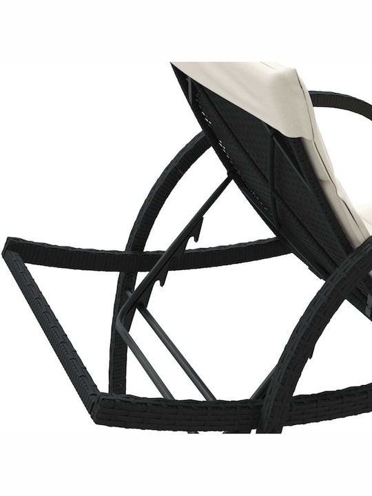 Ξαπλώστρα Rattan με Μαξιλάρι Μαύρη 60x199x42εκ.