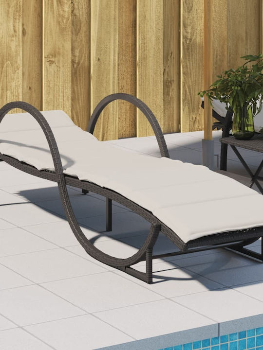 Ξαπλώστρα Rattan με Μαξιλάρι Μαύρη 60x199x42εκ.