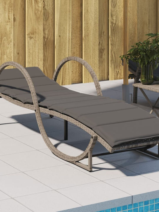 Ξαπλώστρα Rattan με Μαξιλάρι Γκρι 60x199x42εκ.