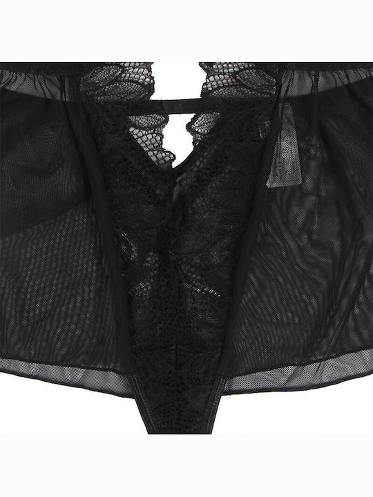 Subblime Bodysuit Sexy Marimi Mari Cu Dantelă Negru