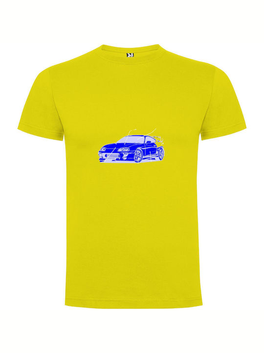 iLovePrints Automotive Blueprint Art T-shirt Yellow