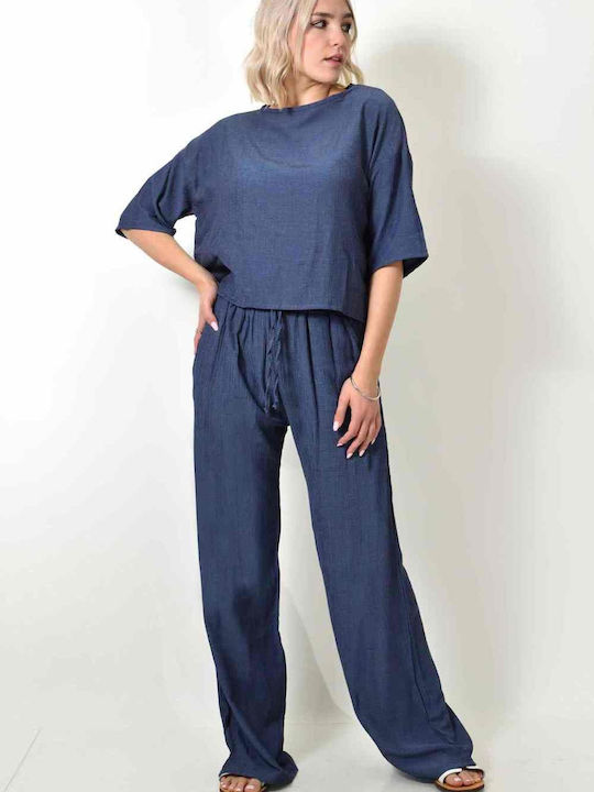 Potre Women's Blue Set with Trousers with Elastic