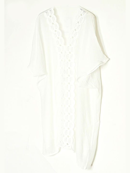 Cuca Tunic with V Neckline White