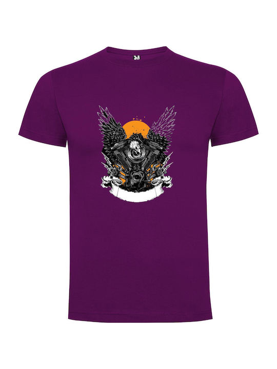 iLovePrints Winged Engines Of Metal T-shirt Purple