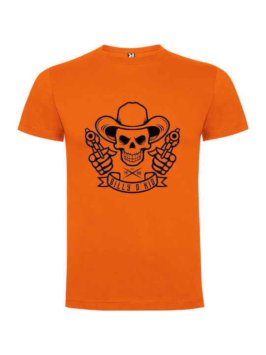 iLovePrints Cowboy Skull Gunslinger T-shirt Orange