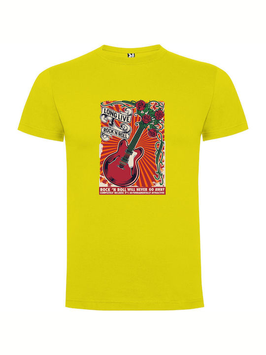 iLovePrints Rockin' Rose Retro Concert T-shirt Gelb