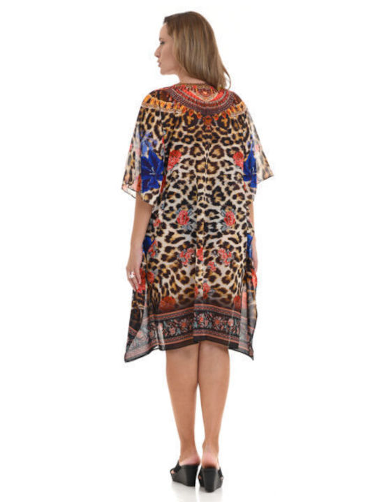 MiandMi Damen Kaftan Strand Leopard