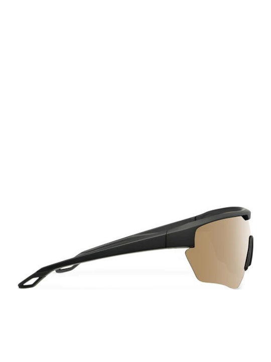 Meller Lila Unisex Sunglasses with Black Horn-Rimmed Frame and Brown Polarized Lens