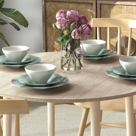 Round Table Kitchen Collapsible Wooden Beige 89x89x73.5cm