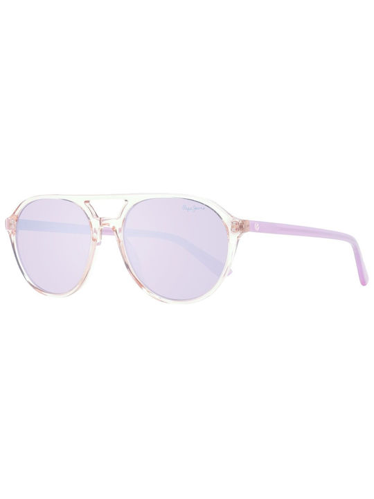 Pepe Jeans Sunglasses with Transparent Plastic Frame and Purple Lens PJ7402-359