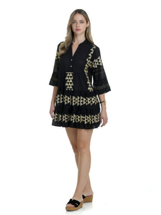 Miandmi Women's Dress Black with Gold Details