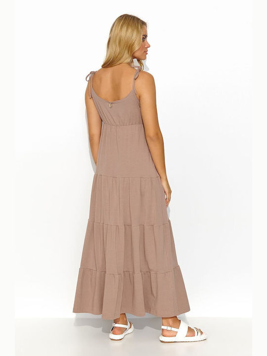 Makadamia Summer Maxi Dress with Ruffle Beige