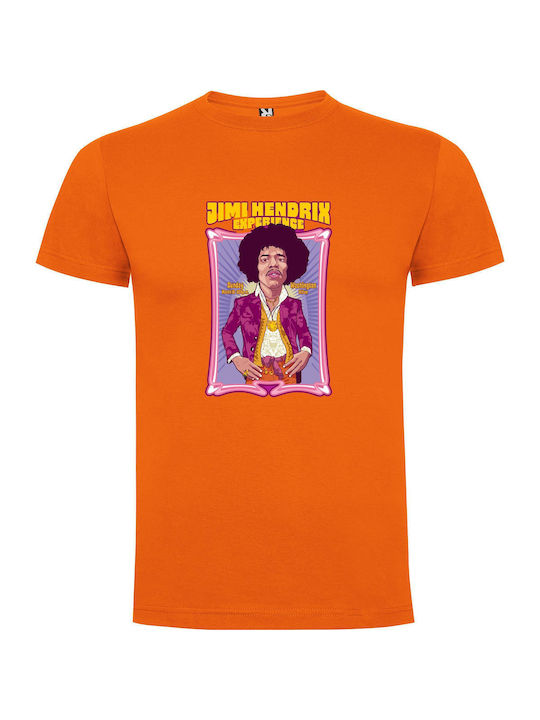 iLovePrints Psychedelic Hendrix: Body Shot T-shirt Orange