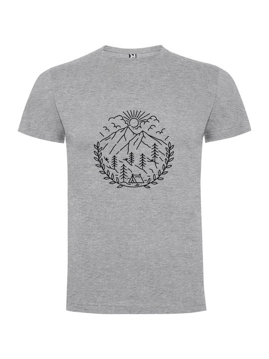 iLovePrints Mountain Ink Sketch T-shirt Gray