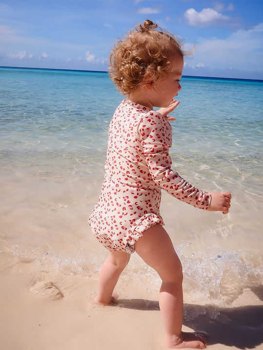 Swim Essentials Kids Swimwear Long Sleeve One-piece Old Pink Leopard